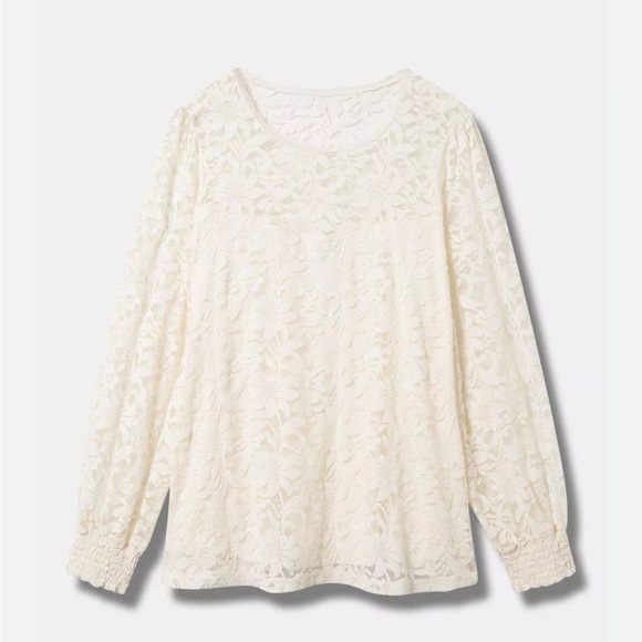 Torrid Ivory Romantic Mesh and Lace Victorian Feminine Top - Picture 2 of 9